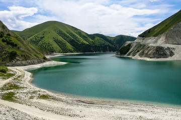 Obraz na płótnie Canvas Kezenoy-am Lake in the Caucasus Mountains in Chechnya, Russia June 2021.