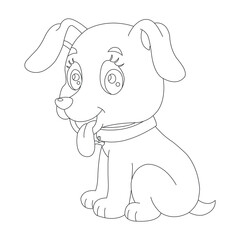 Cute puppy dog outline coloring page for kids animal coloring page cartoon vector illustration
