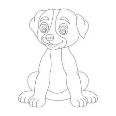 Cute puppy dog outline coloring page for kids animal coloring page cartoon vector illustration

