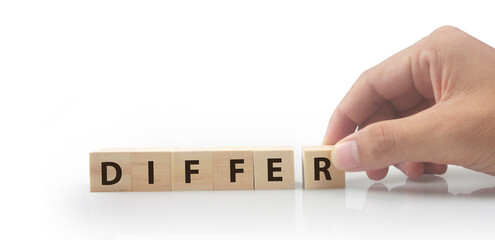 Wooden blocks chart steps copy space word differ