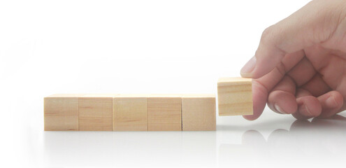 Wooden blocks chart steps copy space