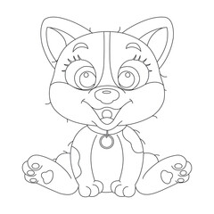 Cute puppy dog outline coloring page for kids animal coloring page cartoon vector illustration

