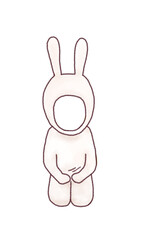 兎の顔はめパネル　子供・子うさぎ　　着ぐるみ　年賀状素材
