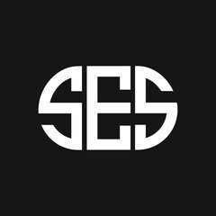 SES letter logo design on black background. SES creative initials letter logo concept. SES letter design. 