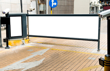 Naklejka premium Empty billboard on the parking area entrance