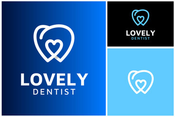 Heart Love with Teeth Tooth for Lovely Dentist Dental Dentistry logo design