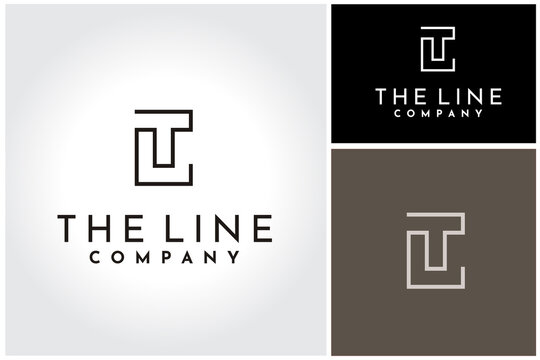 Initial Letter LT T L TL monogram logo design with simple rectangle line style