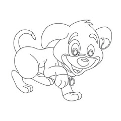 Cute puppy dog outline coloring page for kids animal coloring page cartoon vector illustration
