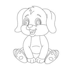 Cute puppy dog outline coloring page for kids animal coloring page cartoon vector illustration

