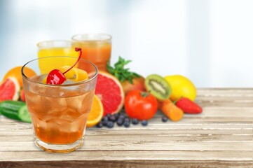 Summer or summer refreshing cocktail or with berries and raspberry lemonade