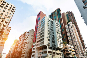 Fototapeta na wymiar Crowded residential buildings in hong kong