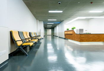 Spacious waiting room in a modern hospital