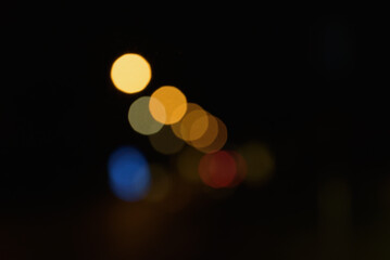 Street lights in blurred focus. horizontal format