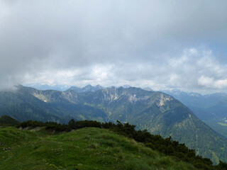 Mountain hiking tour to Notkarspitze mountain, Ammergau Alps, Germany