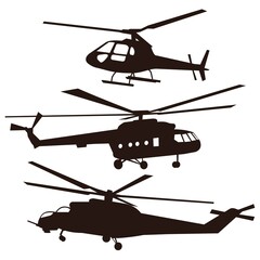 helicopter silhouette set