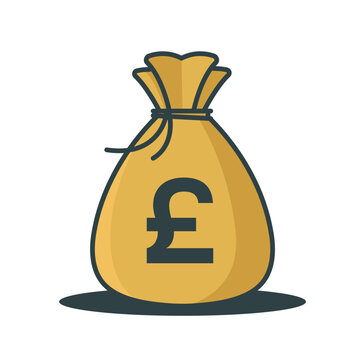 sterling pounds Money bag vector illustration pound Sign money sack flat Simple Logo Icon Clipart