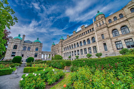 British Columbia Parliament Buildings on a sunny day, Victoria - Vancouver Island