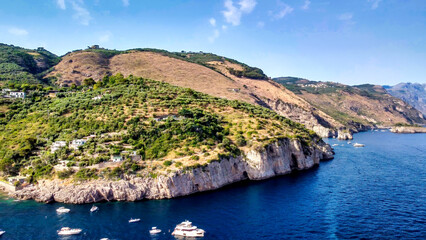 Amazing aerial view of Amalfi Coast in summer season, Italy