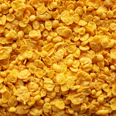 Tasty Corn Flakes Background, overhead view.