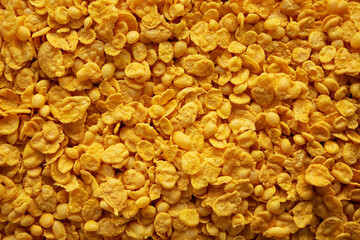 Tasty Corn Flakes Background, top view.