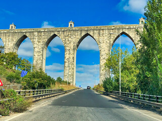 Fototapeta premium The Aqueduct Aguas Livres is a historic aqueduct in the city of Lisbon, Portugal.