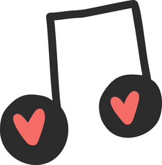 Cartoon vector musical note object, doodle illustration for decor