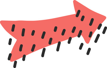 Cartoon vector isolated red arrow object, doodle element for decor