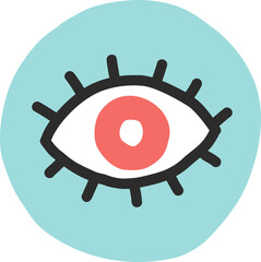 Cartoon vector eye object, doodle illustration for decor