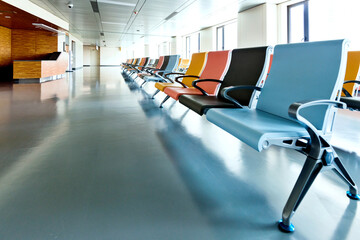 Spacious waiting room in a modern hospital