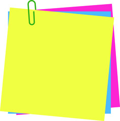 A set of paper multi-colored stickers, fastened with a paper clip. Flat illustration