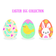 Collection of isolated colorful Easter eggs. Flat illustration