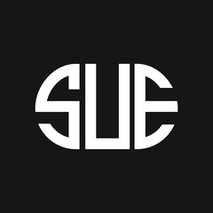 SUE letter logo design on Black background. SUE creative initials letter logo concept. SUE letter design. 

