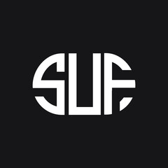 Obraz premium SUF letter logo design on Black background. SUF creative initials letter logo concept. SUF letter design. 