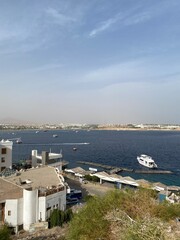 Fototapeta na wymiar View on beach and Naama Bay in Sharm el Sheikh, Egypt