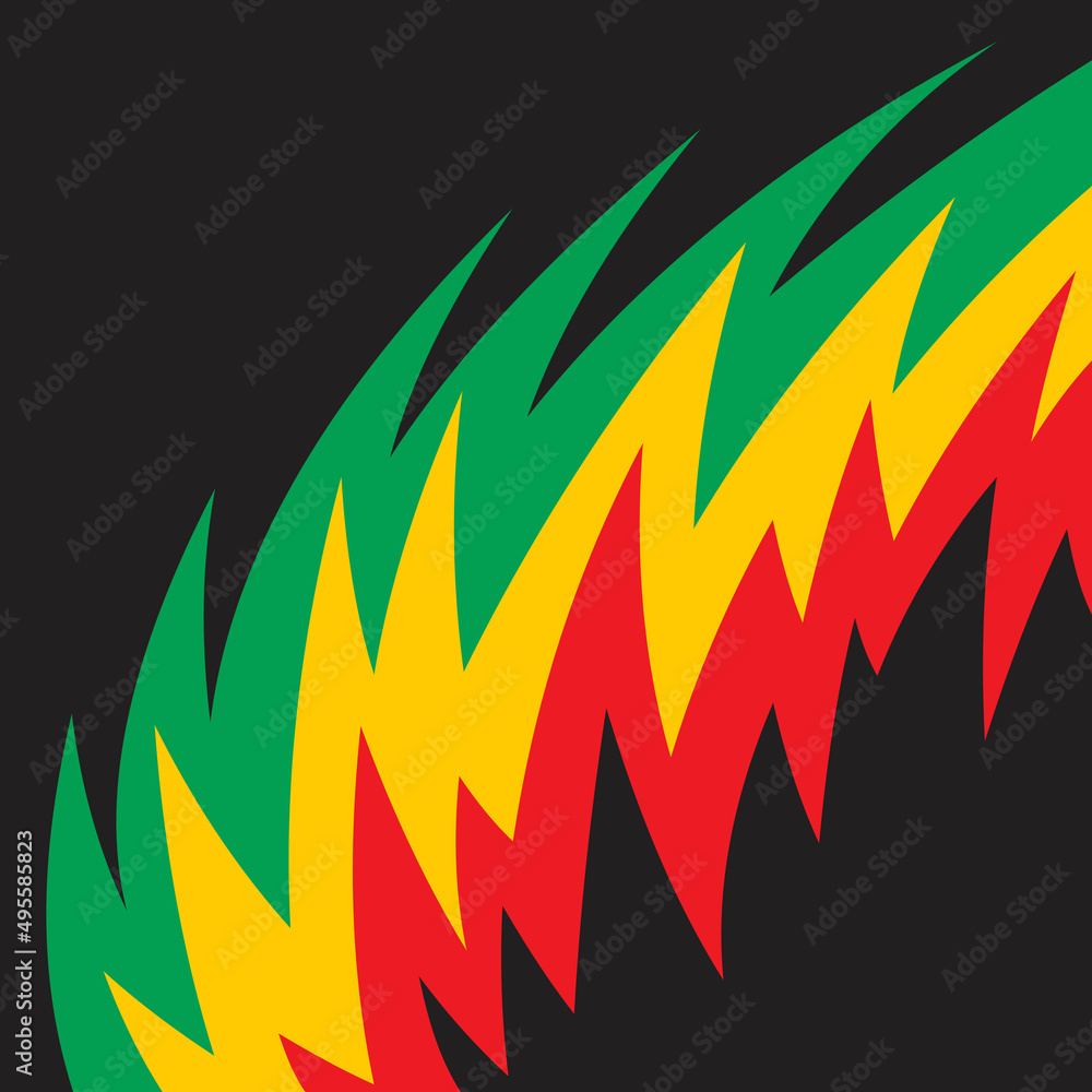 Poster abstract background with spikes pattern and with jamaican color theme
