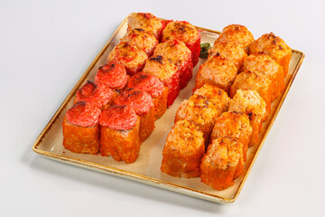 Baked japanese traditional sushi roll
