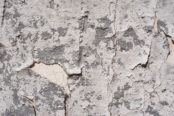 Old wall-  destroyed plaster. Grainy background- cracks, chips, peeling paint