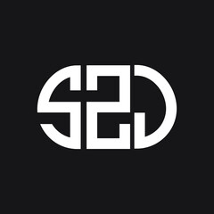 Fototapeta premium SZJ letter logo design on black background. SZJ creative initials letter logo concept. SZJ letter design. 