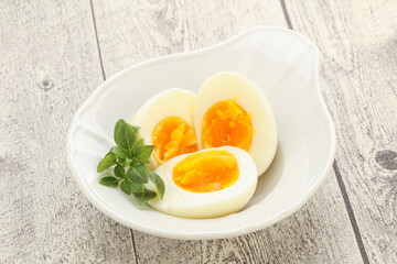 Boiled chicken egg for breakfast