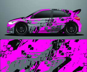 Rally car decal graphic wrap vector, abstract background