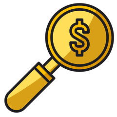 magnifying glass and dollar