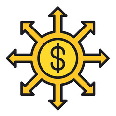 dollar sign with arrow