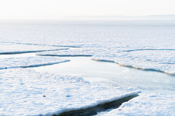 frozen lake in winter