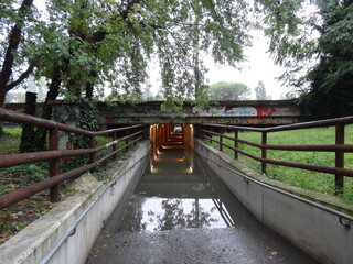 豪雨により冠水したアンダーパス/Underpass flooding by the heavy rain