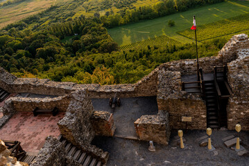 Castle Szigliget, in Szigliget, Hungary. Ruins of the medieval Hungarian fortress from 13th...