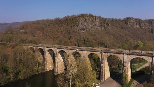 Beatiful drone shot of the clecy viaduct in normandy