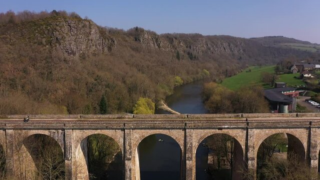 Aerial view of the clecy viaduct in normandy