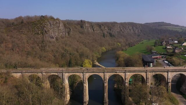 Beautiful aerial view of the cl&eacute;cy viaduct in normandy