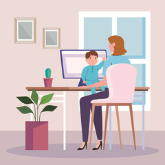 businesswoman mom with son