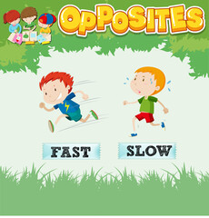 Opposite words for fast and slow